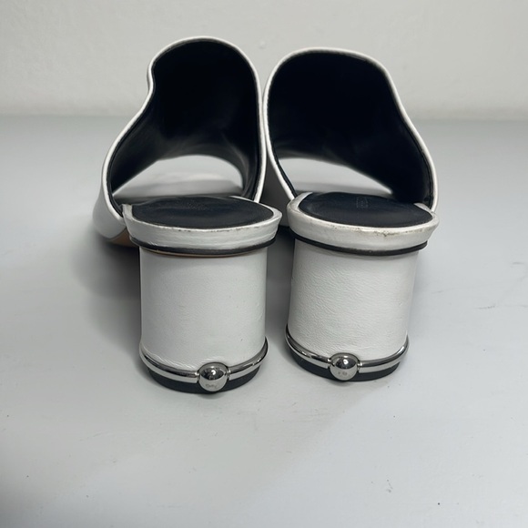 Rebecca Minkoff Aceline Leather Cylinder Heel Mule Sandals in White Size 7 - Picture 2 of 8